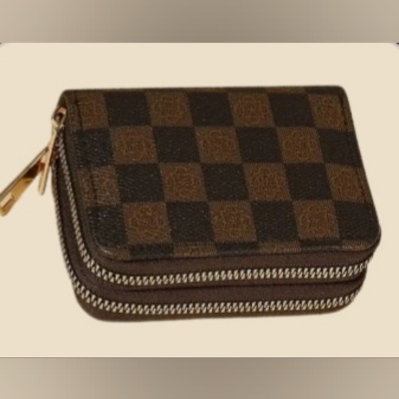 Brown Monogram Checkerboard Wallet Zip Zippy Around Double Zip Walet Brown/Black - Picture 10 of 16